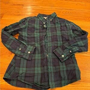 Boys Old Navy Green and Blue Plaid Button-Up Shirt